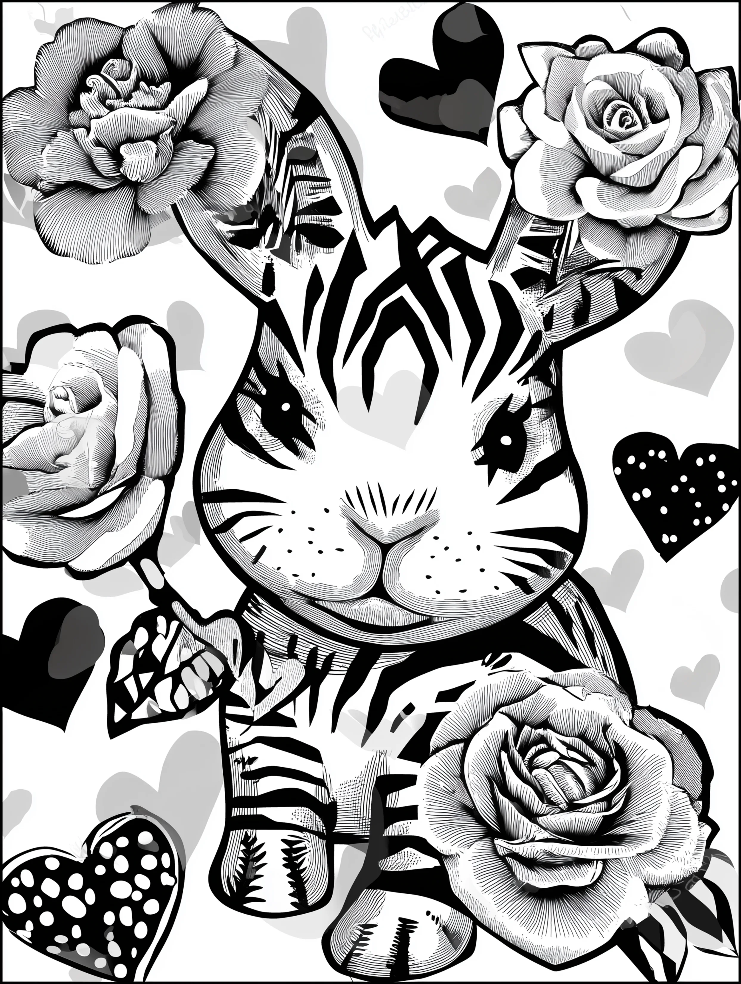 Free printable coloring page for adults featuring a zebra bunny illustration